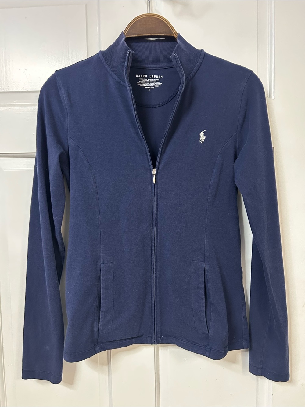 Ralph Lauren Navy Zip-Up Bomber Jacket with Embroidered Pony